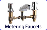 Metering and self closing faucets conserve water, gas, and money anywhere they are installed.  Choose from vandal resistant metering valves, in wall push buttons, and Chicago Faucets MeterMix temperature adjusting faucets