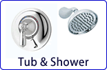 Our huge selection of single, two, and three handle tub and shower faucets. Chicago Faucets, Symmons, and Gerber tub and showers are of the highest quality and available in almost any style.